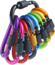 10 Pack Aluminum D Ring Key Rings Locking Carabiner Clips Screw Gate Outdoor