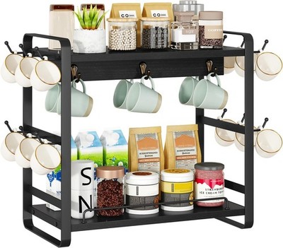 Coffee Bar Station Countertop Organizer,2 Tier Kitchen Mug Cup Holder