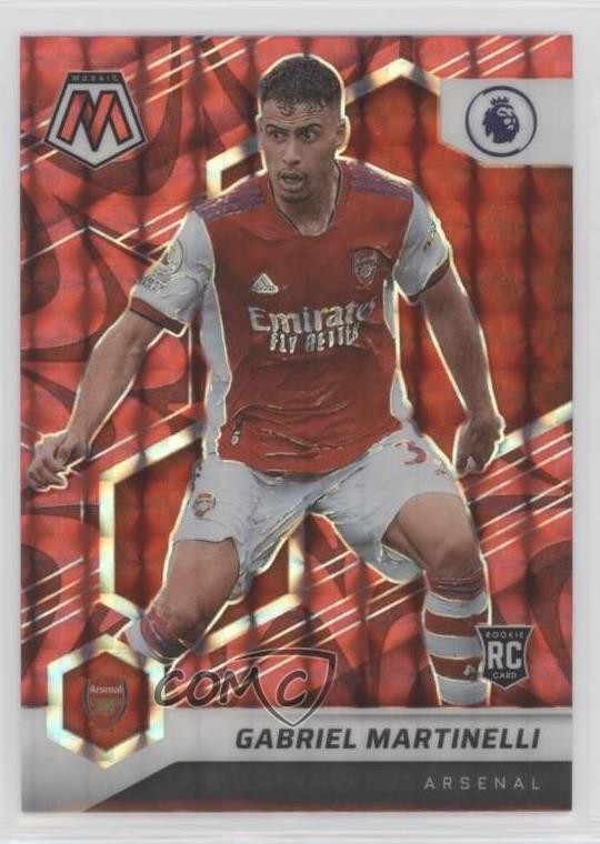 2021 Panini Mosaic Premier League Reactive Red Prizm Gabriel Martinelli #65 0ly5