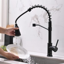 Kitchen Faucet with Pull Out Sprayer Black Stainless Steel Single Handle