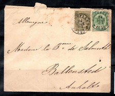 Belgique 1895 Enveloppe 40% oblitéré Ballenstedt