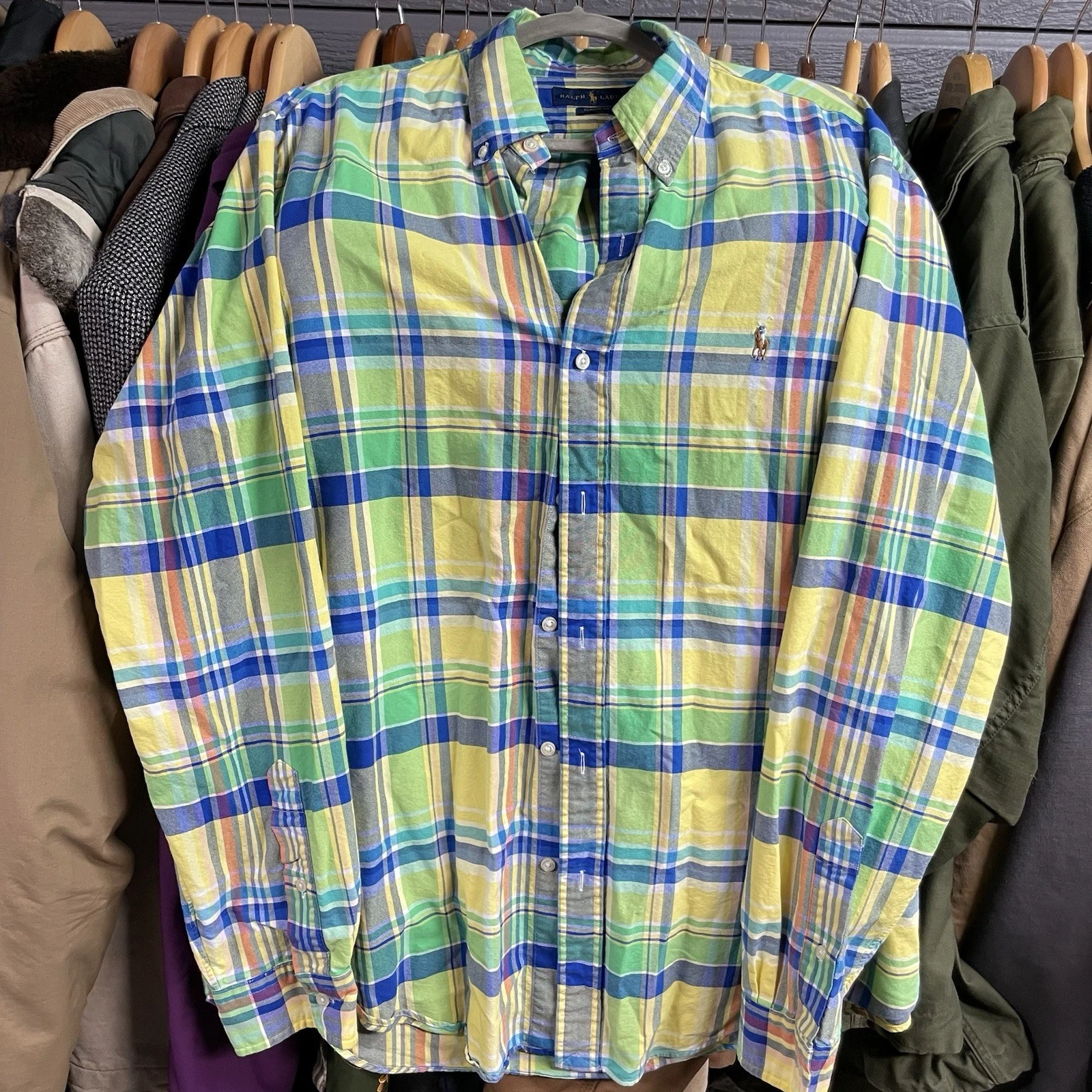 Polo Ralph Lauren Men's Plaid Long Sleeve Button Down Colorful Size XL