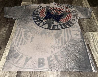 Tapout Shirt Mens Large White Gray Signature Series MMA Eagle Allover Graphic