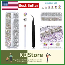 2400-Piece Nail Art Rhinestones Kit with Organizer & Tools