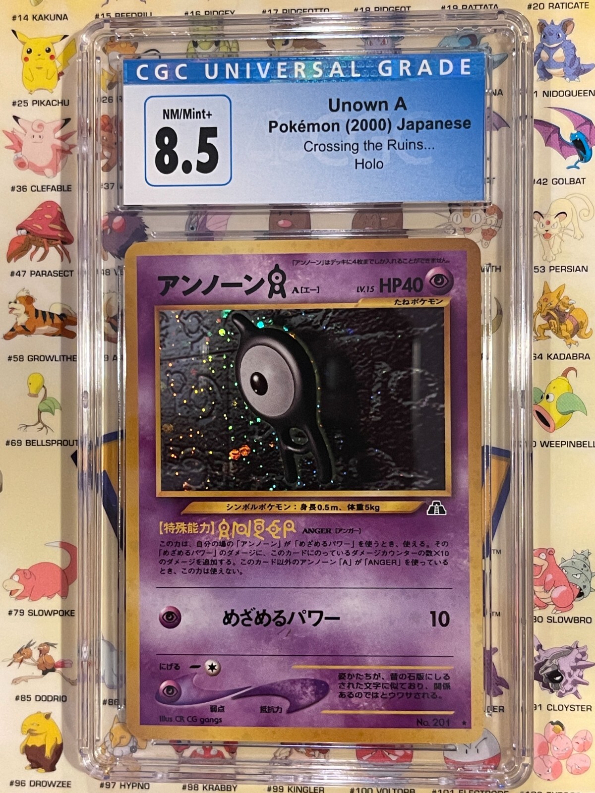Unown A Holo ~ Crossing the Ruins ~ Japanese ~ No 201 ~ CGC 8.5 ~ 2000 Pokemon