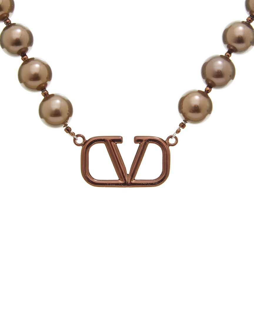 Фирменное колье Valentino Vlogo мужское коричневое Uni