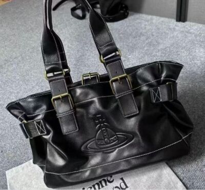 Vivienne Westwood Accord Tote Bag Orb Embossed Black Bag