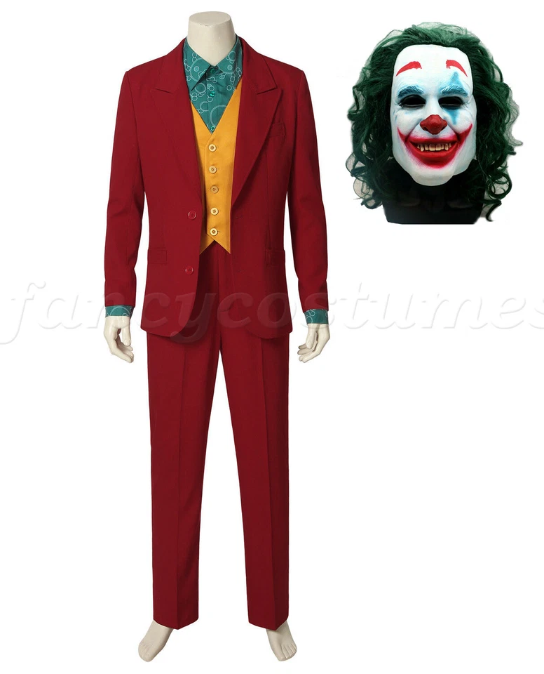 Mens 2019 Movie Clown Fancy Dress Costume Deluxe Halloween Joker Suit Costume - Image 1 of 4