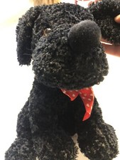 Black Labrador Lab Retriever Puppy Dog Curly Plush 8 sitting Stuffed Animal