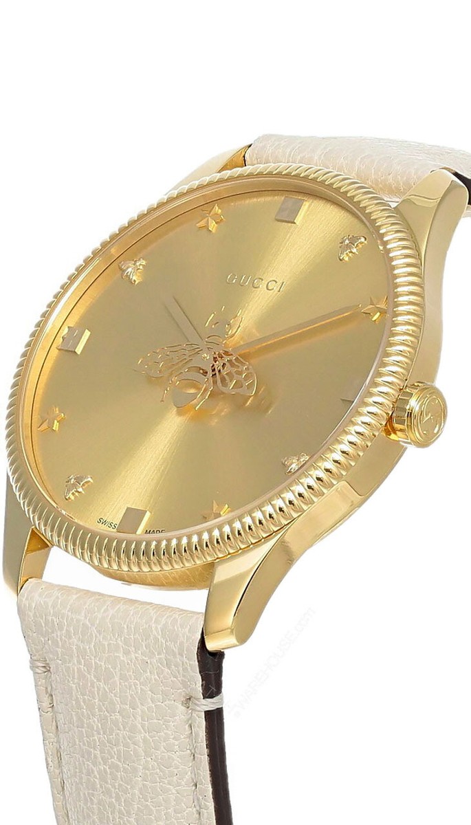 Gucci G-Timeless 36mm Quartz Gold Dial Leather Women's Watch