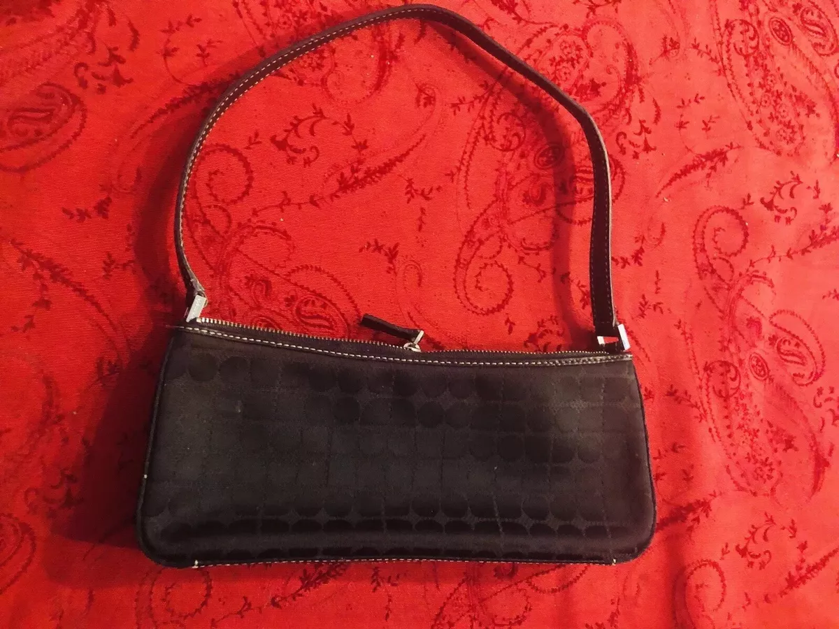 Authentic KATE SPADE Handbag BlackDot Noel Small Baguette Handbag w Blk Leather