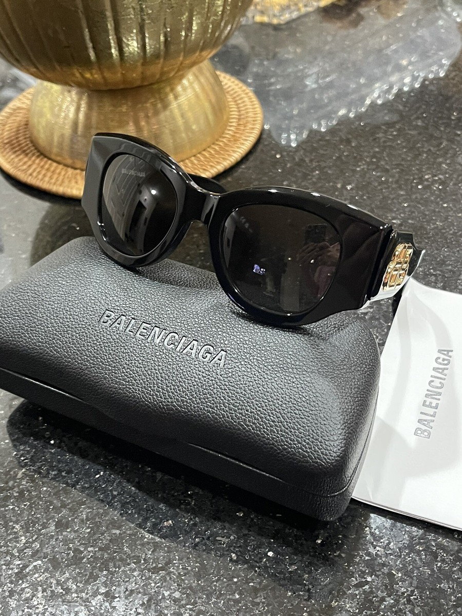 BALENCIAGA PARIS BB0070S 006 Gold BB Logo Size 50 Sunglasses