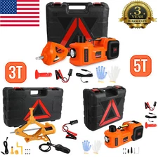 Electric Hydraulic Car Floor Jack 3T/5 Ton w/ Impact Wrench &Tire Inflator Pump