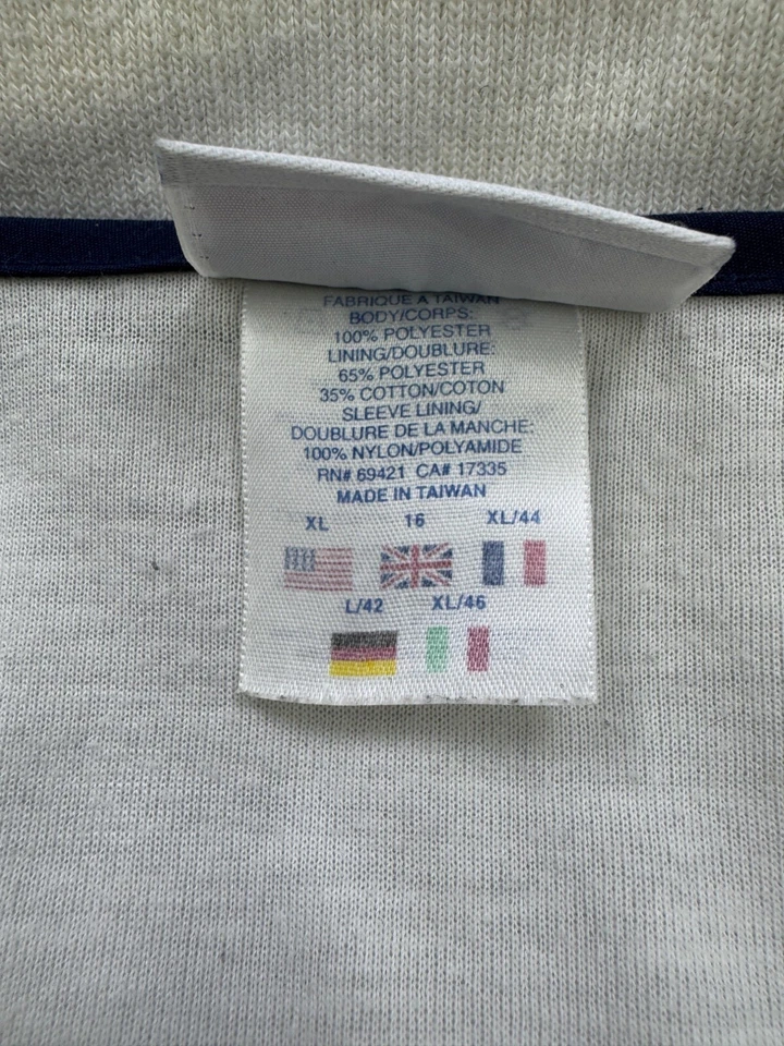 Chaqueta cortavientos de colección Reebok Track para hombre XL blanca a rayas cremallera completa forrada Foto 4 de 4