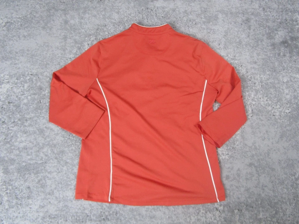 Suéter feminino Cutter & Buck pequeno Drytec golfe laranja manga longa 1/4 zíper - Imagem 2 de 4