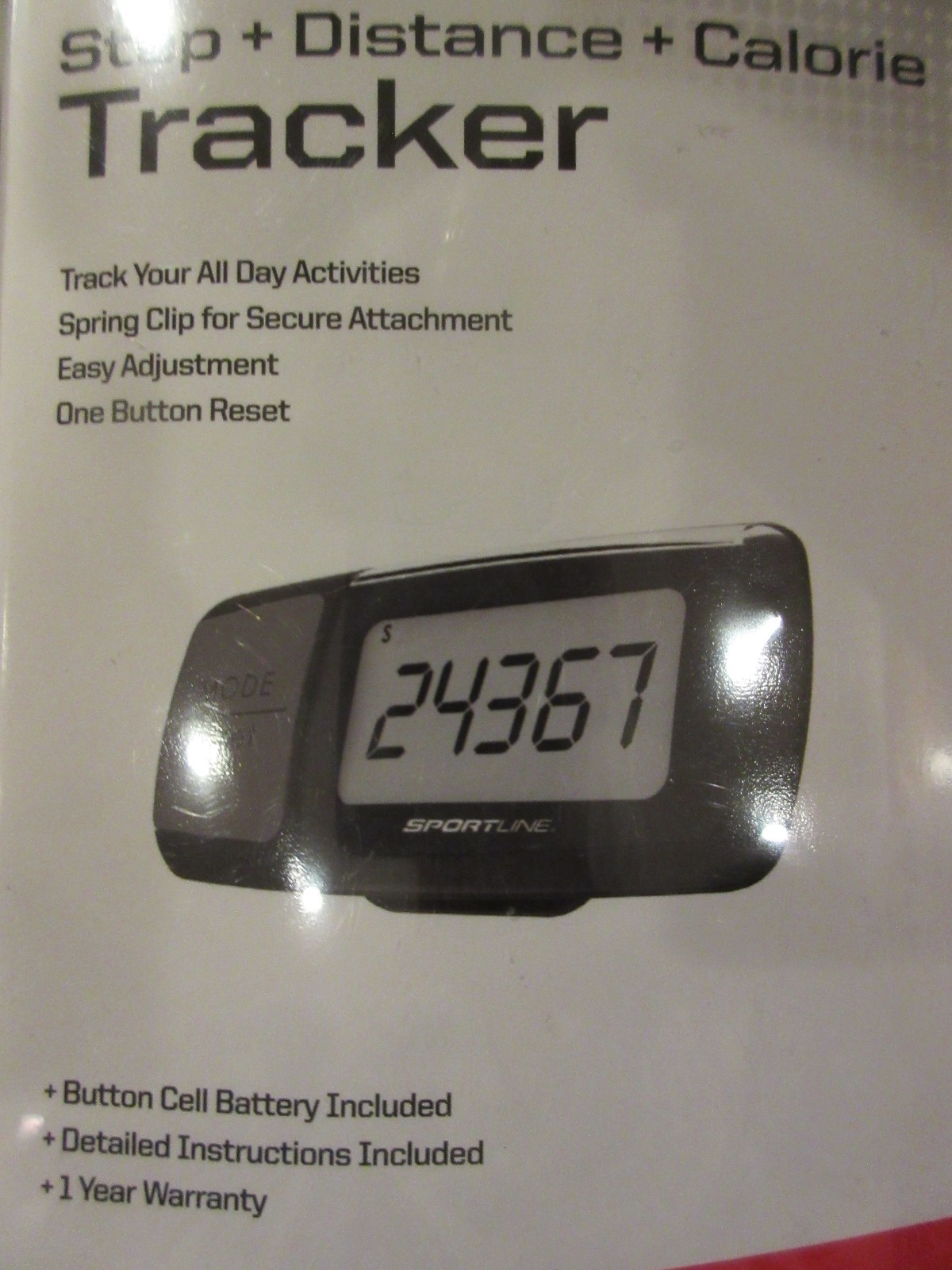 Sportline Distance & Step & Calorie Pedometer SB1062BK BLACK + New