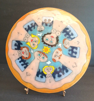 Rodolfo Carrillo Original Fused Art Glass Plate Trivet Nudes Nudist 12
