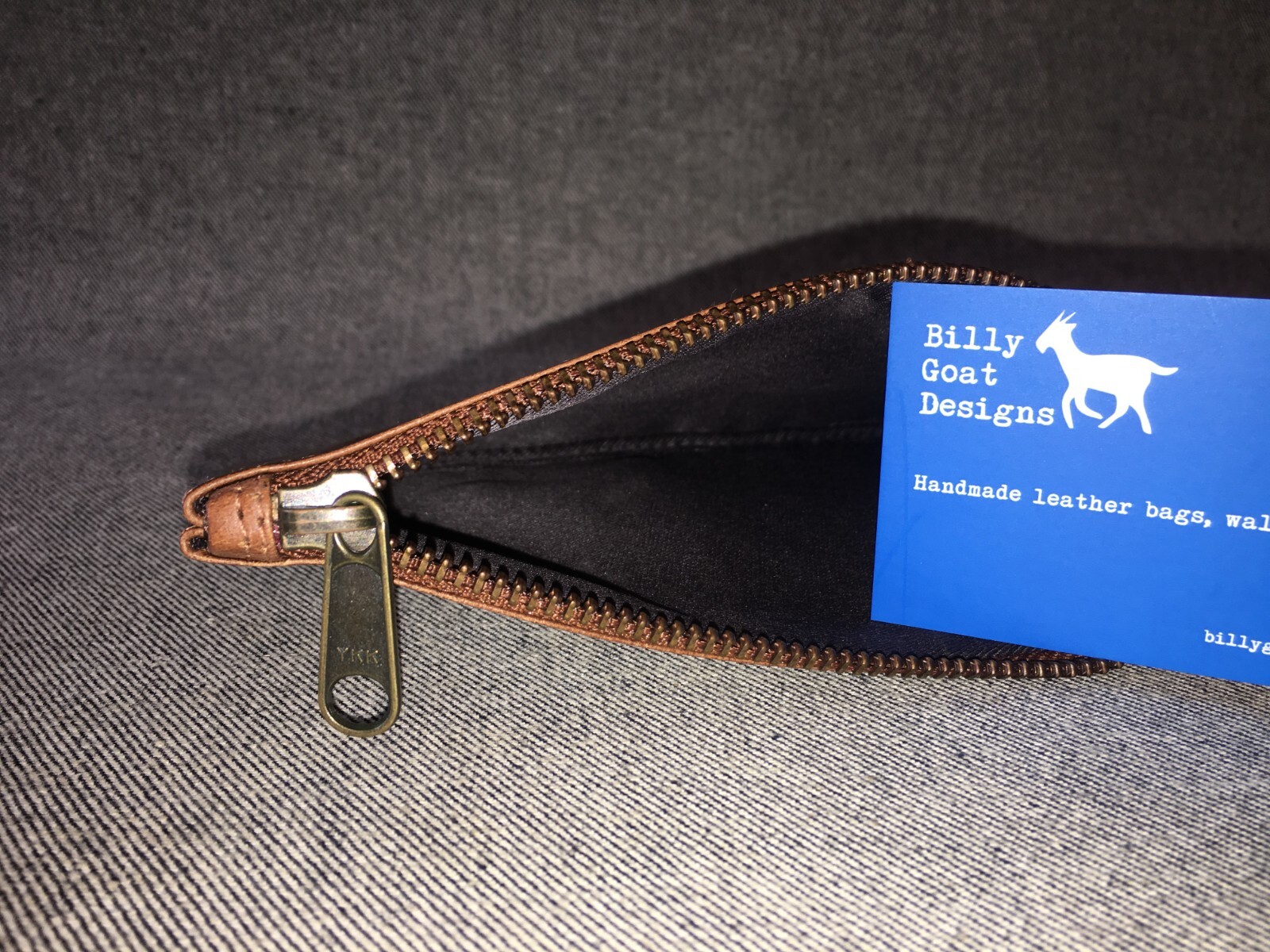 Leather Pencil Case 8" x 4.5" Buffalo PCA Art Student YKK Zip Billy