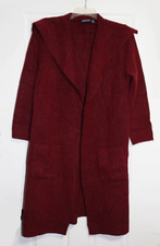 Nina Leonard L Burgundy Oversized Cardigan Sweater Duster New