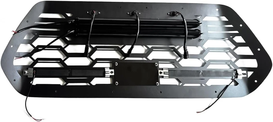 Rejilla de repuesto delantera de acero para Toyota Tacoma 2016-2021 con barra LED y 3 LED Foto 3 de 4