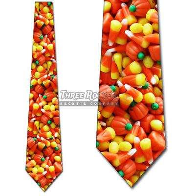 Candy Corn With Pumpkins Mens Halloween Neck Tie New
