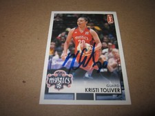 KRISTI TOLIVER SIGNED AUTOGRAPHED 2017 RITTENHOUSE WNBA CARD #105 1/500 MYSTICS