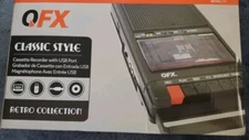 QFX RETRO-39 Shoebox Cassette Tape Recorder +AUX/USB +Built-In Mic