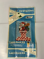 Vintage Nat'l Yarn Crafts Kris Kringle Latch Hook Kit 18" x 24" Partially Done