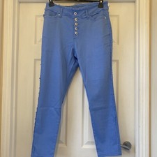 Rainbow Pastel Blue Fringe Button Up Jeans Size 16 ???? 