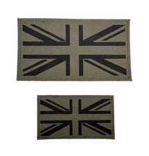 Laser Cut Union Jack Flag Hook & Loop Patch Ranger Green - Regular Or Large Size
