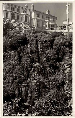Ventnor Isle of Wight vintage postcard ~1950/60 Upper Cascade Villa Wasserfall