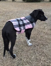 Dog Winter Jacket Small Handmade Pink Black Fleece Pink Collar Adjustable Straps