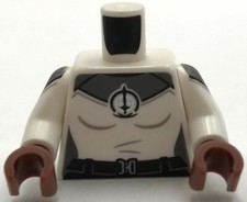 Lego New White Torso Female Dark Bluish Gray Shoulders SWORD Logo Pattern Piece