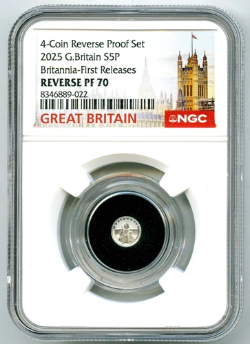 2025 S5P GREAT BRITAIN 1/40 OZ SILVER REVERSE PROOF NGC PF70 BRITANNIA EX. RARE