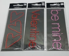 3 Me And My Big Ideas Rhinestone Word And Icon Stickers Valentines Heart Be Mine