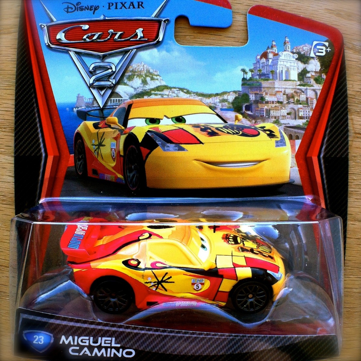 Disney PIXAR Cars 2 MIGUEL CAMINO diecast #23 WORLD GRAND PRIX