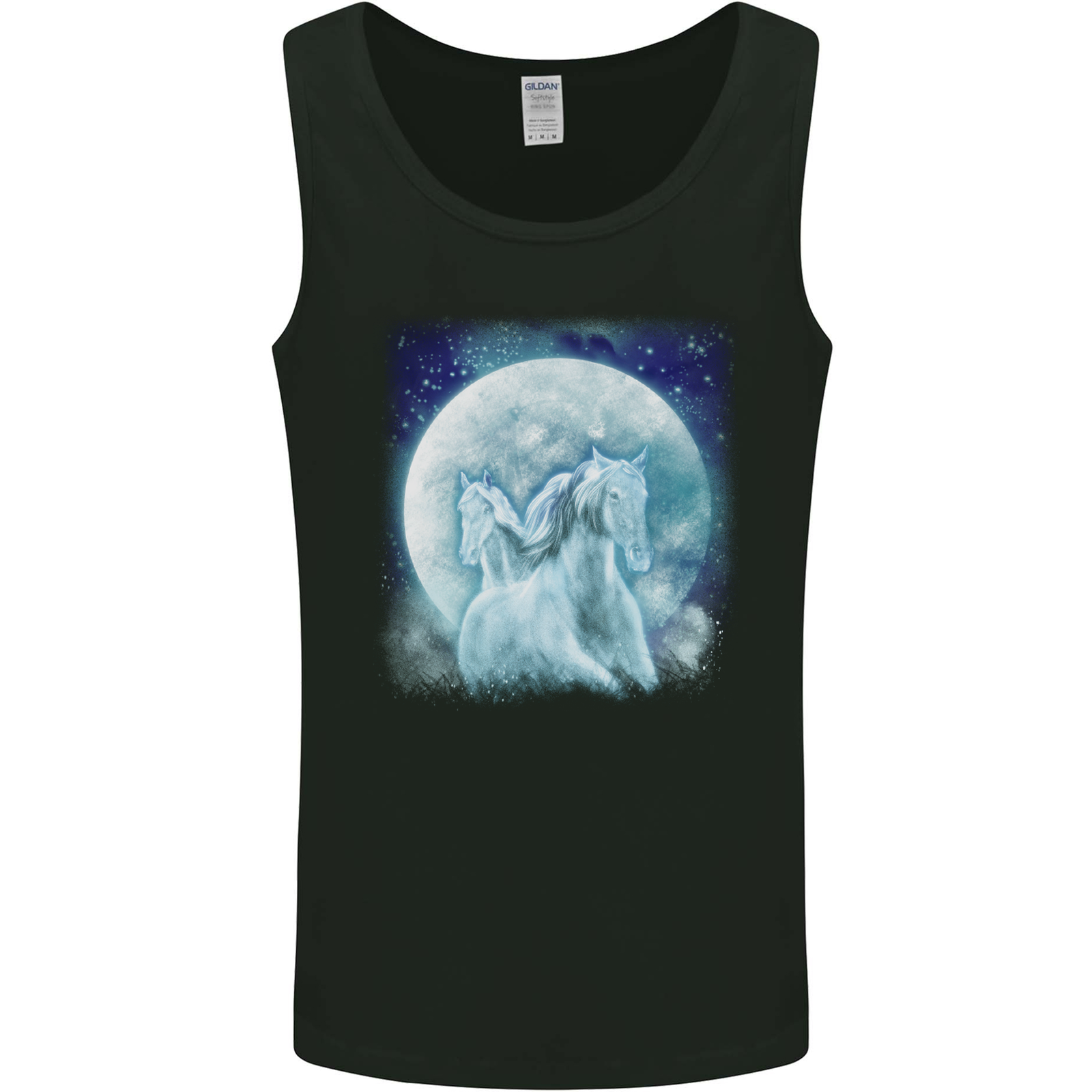 Full Moon Horse Riding Equestrian Mens Vest Tank Top
