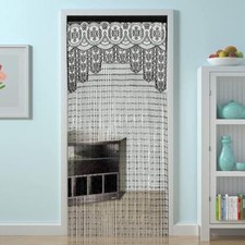 String Door Privacy Lace Curtain Macrame Boho Doorway 35 79in/90 200cm Black