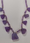Purple Quarts Crystal Geode Rock and Beads Necklace 18 inch with a lock #109 — photo 3