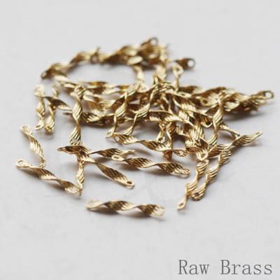 60 Pieces Raw Brass Textured Waved Connector - Link - Bar 12x1mm (3737C)