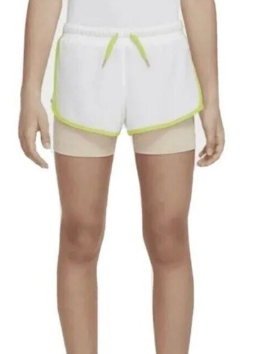 NIKE White DRI-FIT TEMPO 2-IN-1 TRAINING/RUNNING SHORTS BIG KIDS/GIRLS XS NWT - Picture 2 of 7