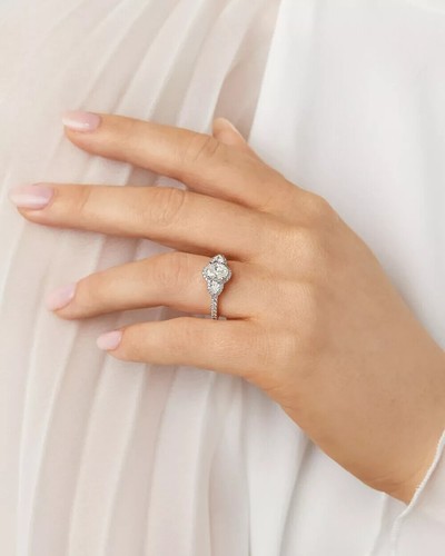 2.9 Ct Pear Cut Lab-Created Diamond In 925 Sterling Silver Halo Three Stone Ring - Picture 4 of 6