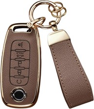 Nissan Key Fob Cover Leather TPU 23-25 Rogue Sentra Kicks Pathfinder 5Btn Brown