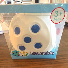 Dice Squishy Tactile Squeeze Toy, White/Blue, Ages 3-4, Age Level 3-4