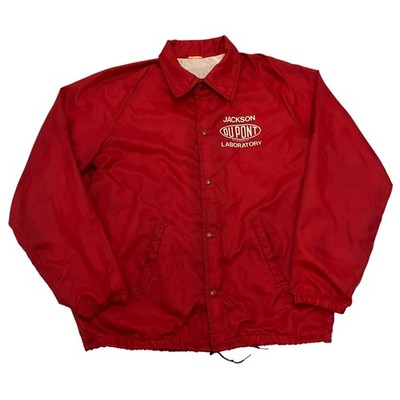 Vintage DuPont Coach Jacke Herren Large Rot Druckknopf USA Windbreaker
