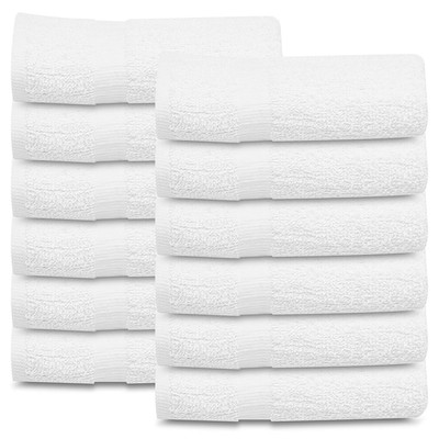 Gold Textiles 24 Pcs White 20X40 Cotton Blend Economy Bath Towels Soft Quick