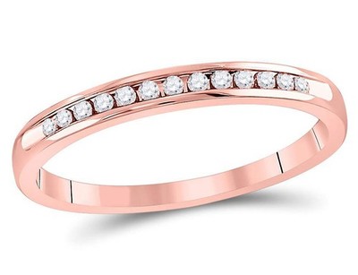 1/10 Carat (ctw I-J, I2-I3) Channel Set Diamond Wedding Band Ring in 14K Rose Pi