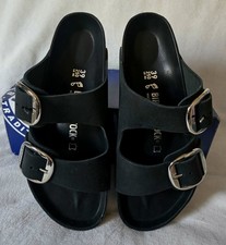 BIRKENSTOCK Arizona BIG BUCKLE Sandals Black Waxy Leather 39R Regular US 8-8.5