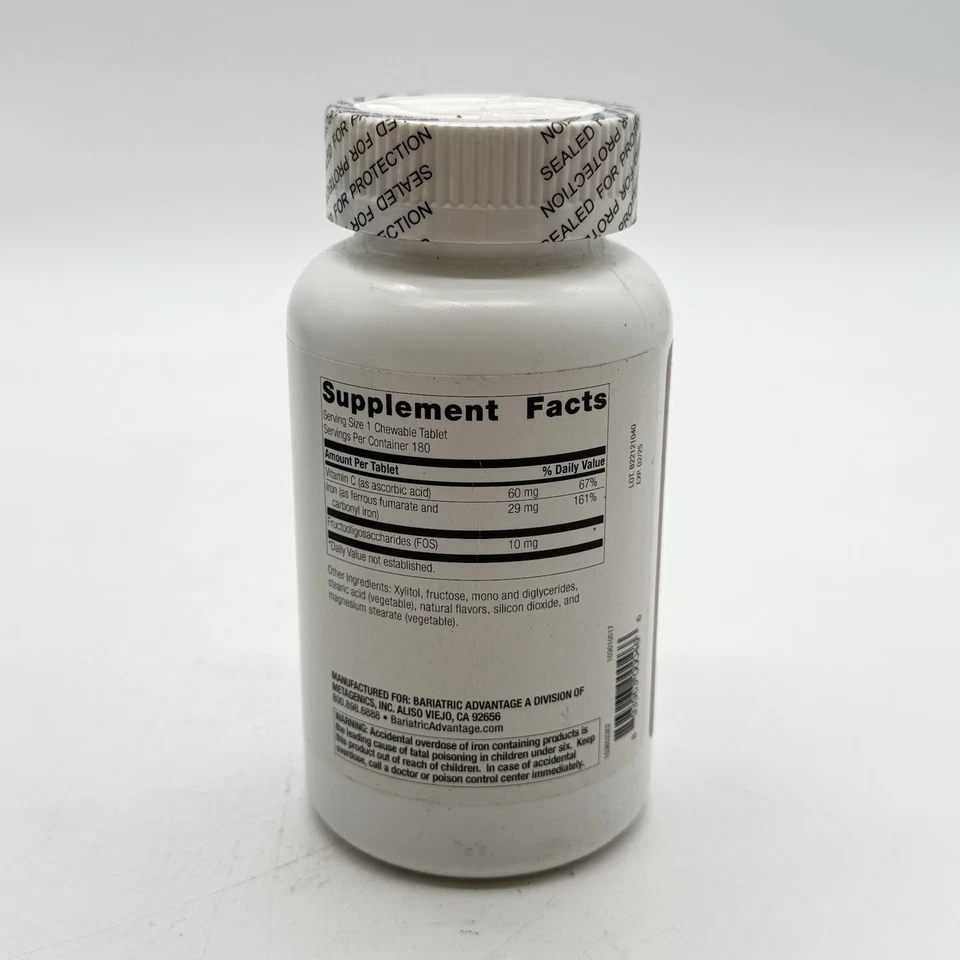 Hierro masticable Bariatric Advantage 29 mg con vitamina C EXP 02/2025 Foto 2 de 4