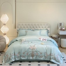 4pcs Bedding Set Luxury Real Pure Cotton Duvet Cover Set Flat Sheet Pillowcases